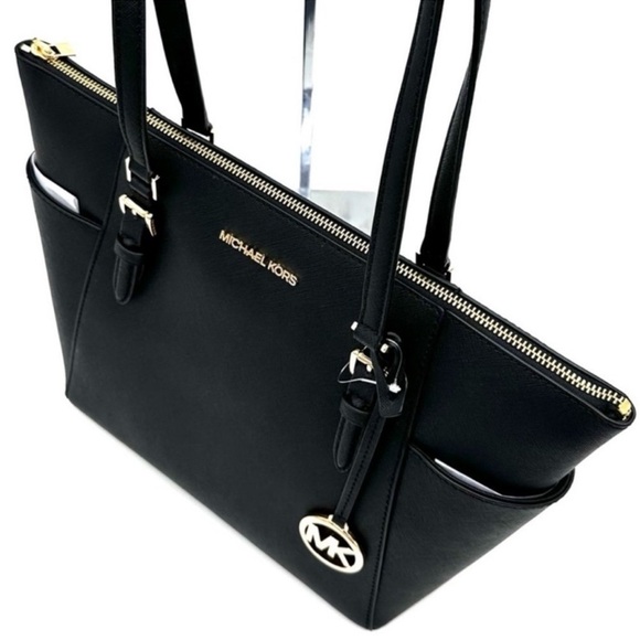 Michael Kors Large Charlotte Tote Bag & Large Double Zip Wallet Black - Picture 5 of 15